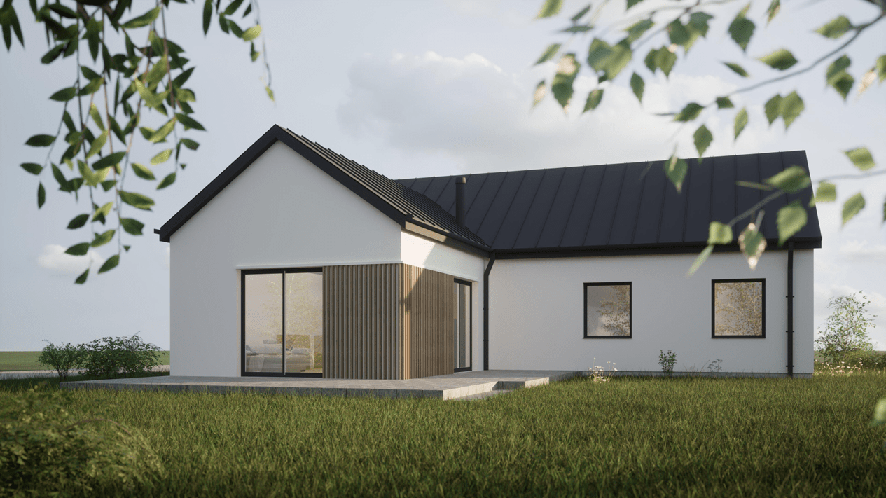 Projekt parterowego domu szkieletowego projekty domów szkieletowych dach dwuspadowy Mefra Przecław